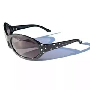 Versace Black Sunglasses with Crystals Vintage 2000s